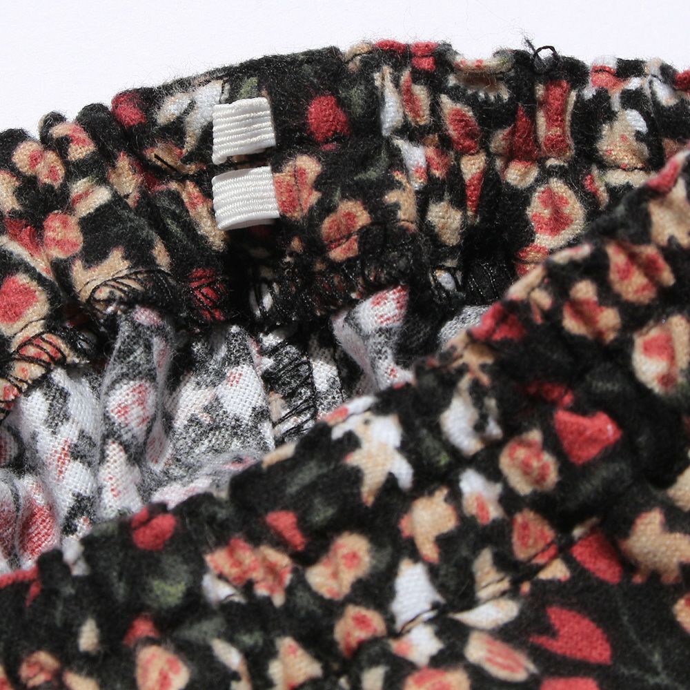 100 % cotton floral pattern culottes Black Design point 2