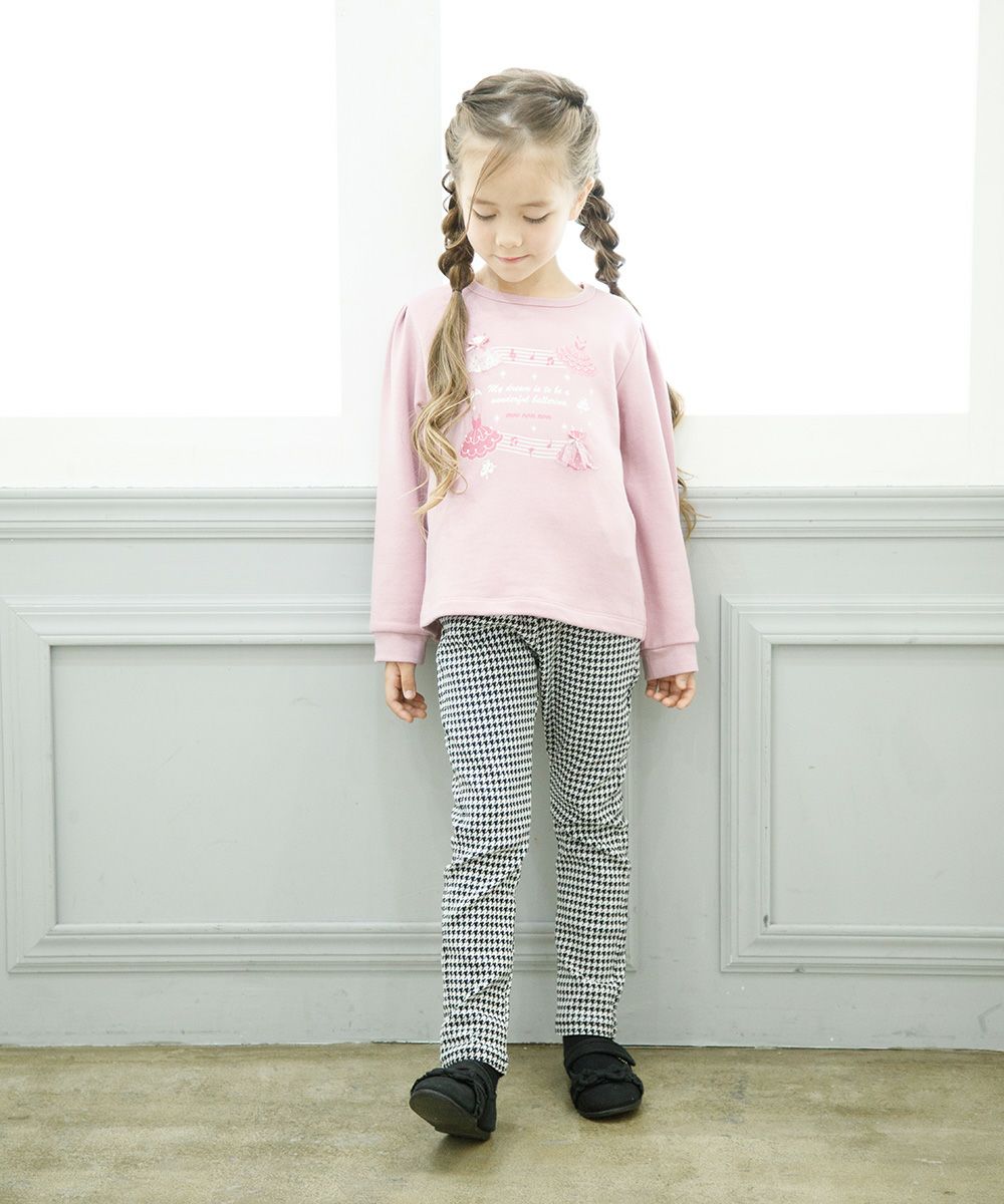 Children's clothing girl Chidori Pattern Super Stretch Long Pants White x Black (10) Model Image General Body