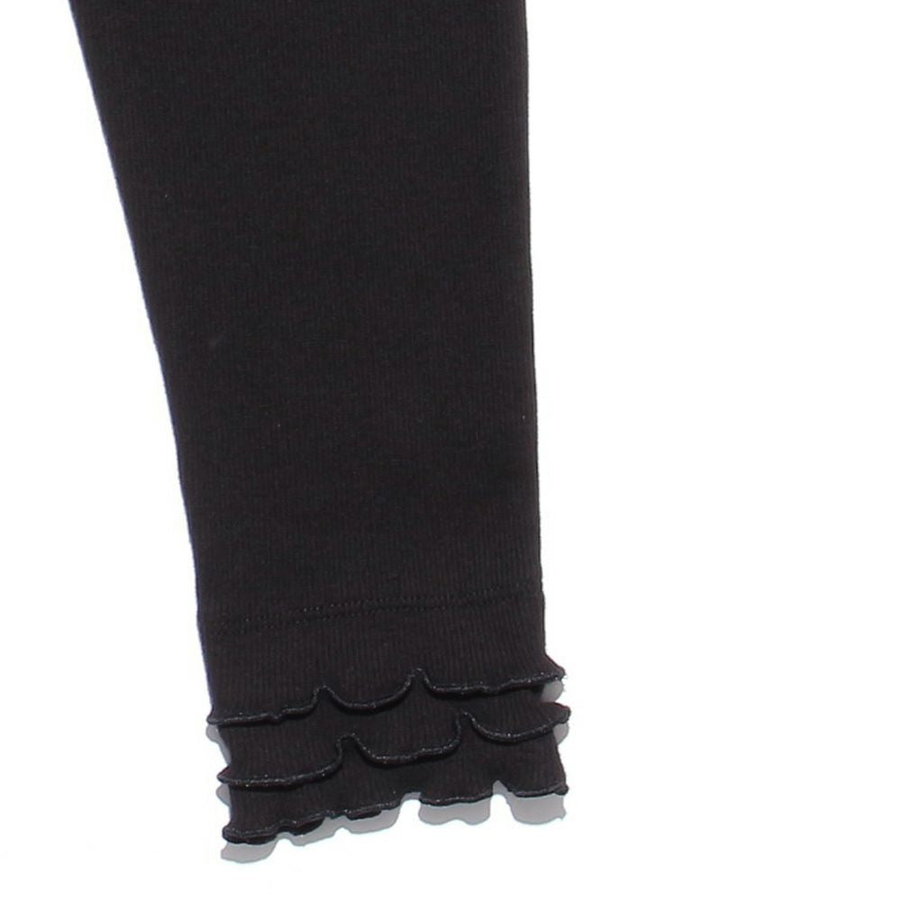 Hem frill design rib material three-quarter length leggings Black Design point 1