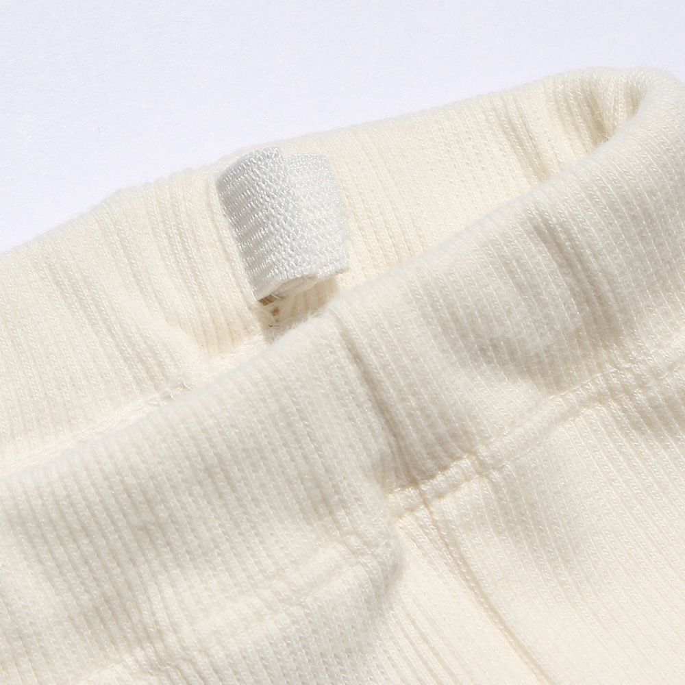 Hem frill design rib material three-quarter length leggings Ivory Design point 2