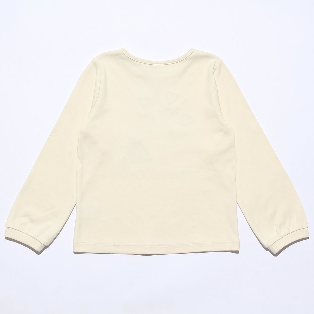 100 % cotton girl motif & check pattern heart & note T -shirt Ivory back