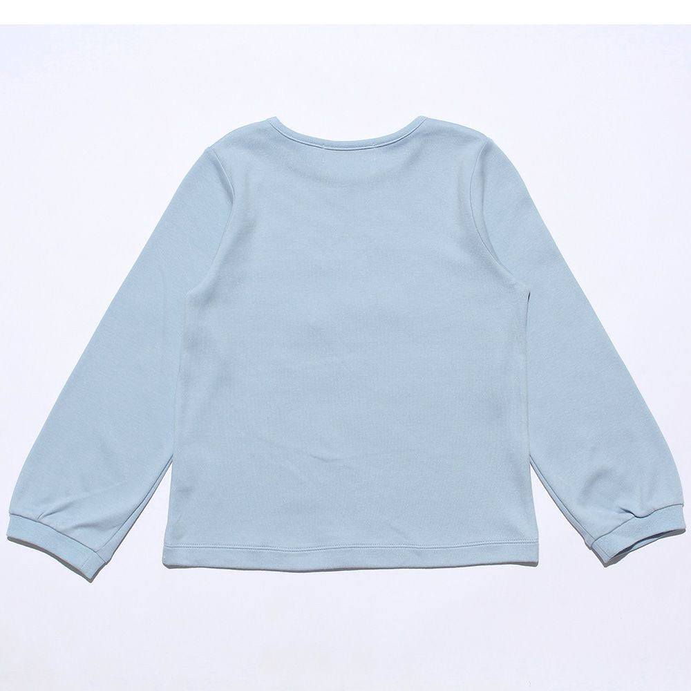100 % cotton girl motif & check pattern heart & note T -shirt Blue back