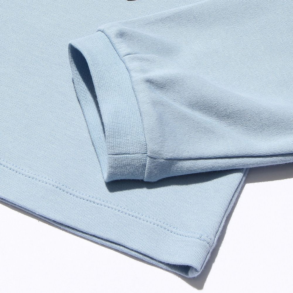 100 % cotton girl motif & check pattern heart & note T -shirt Blue Design point 2