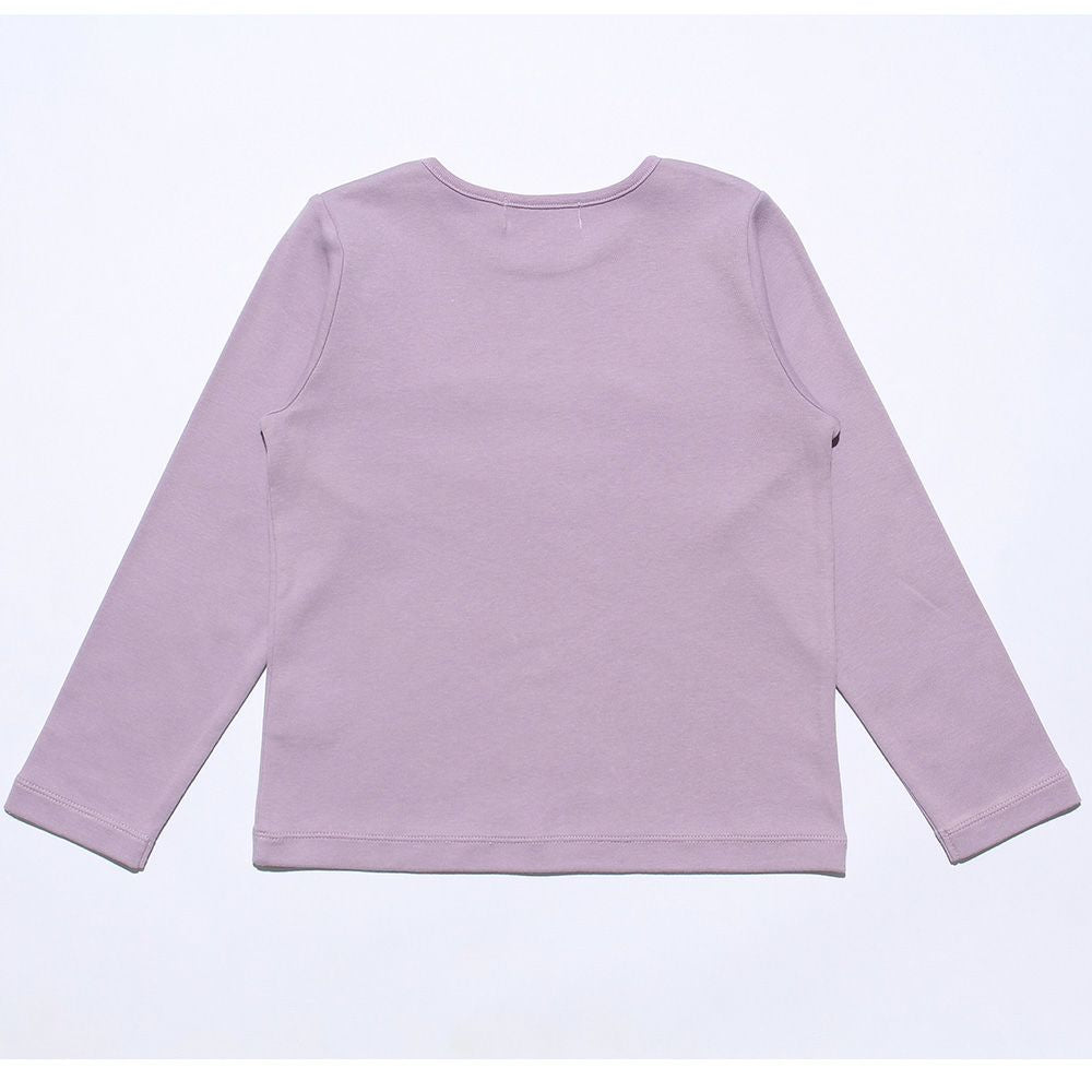 100 % cotton note embroidery & ribbon T -shirt Purple back