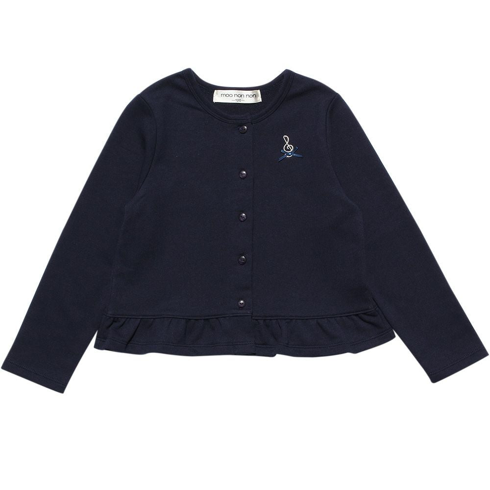 Raildigan with note embroidery frills Navy front