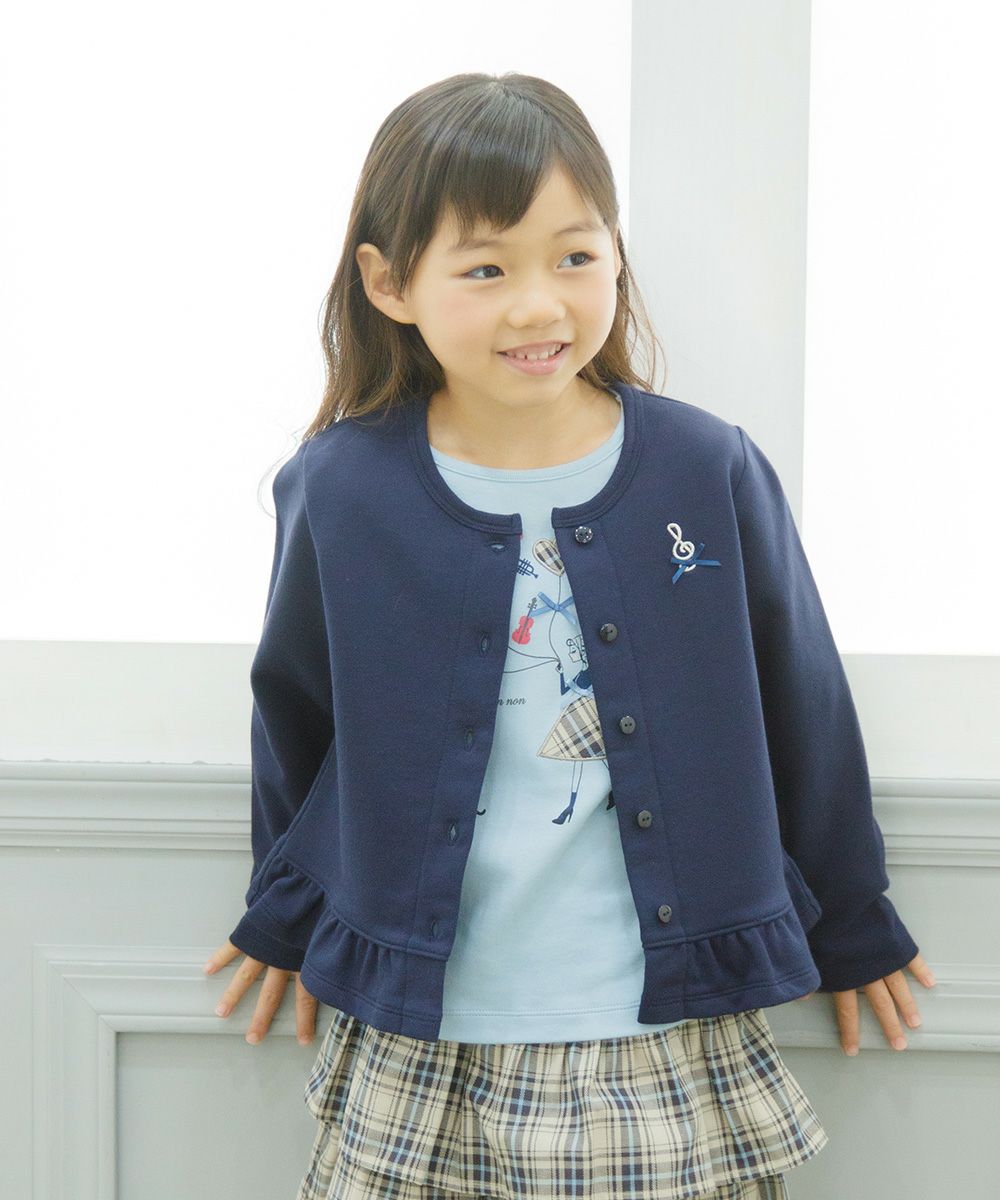 Raildigan with note embroidery frills Navy model image 1