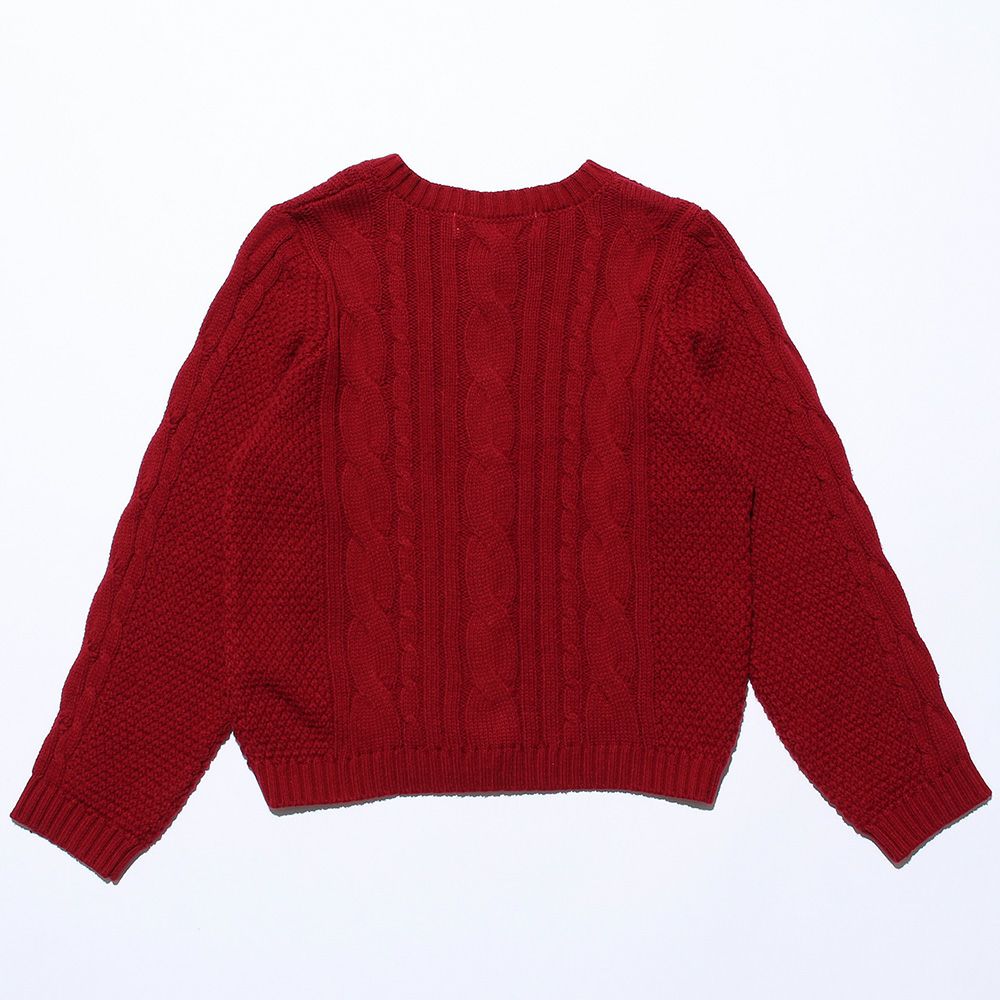 Cable knitting knit cardigan Red back