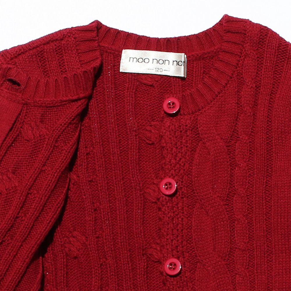 Cable knitting knit cardigan Red Design point 2