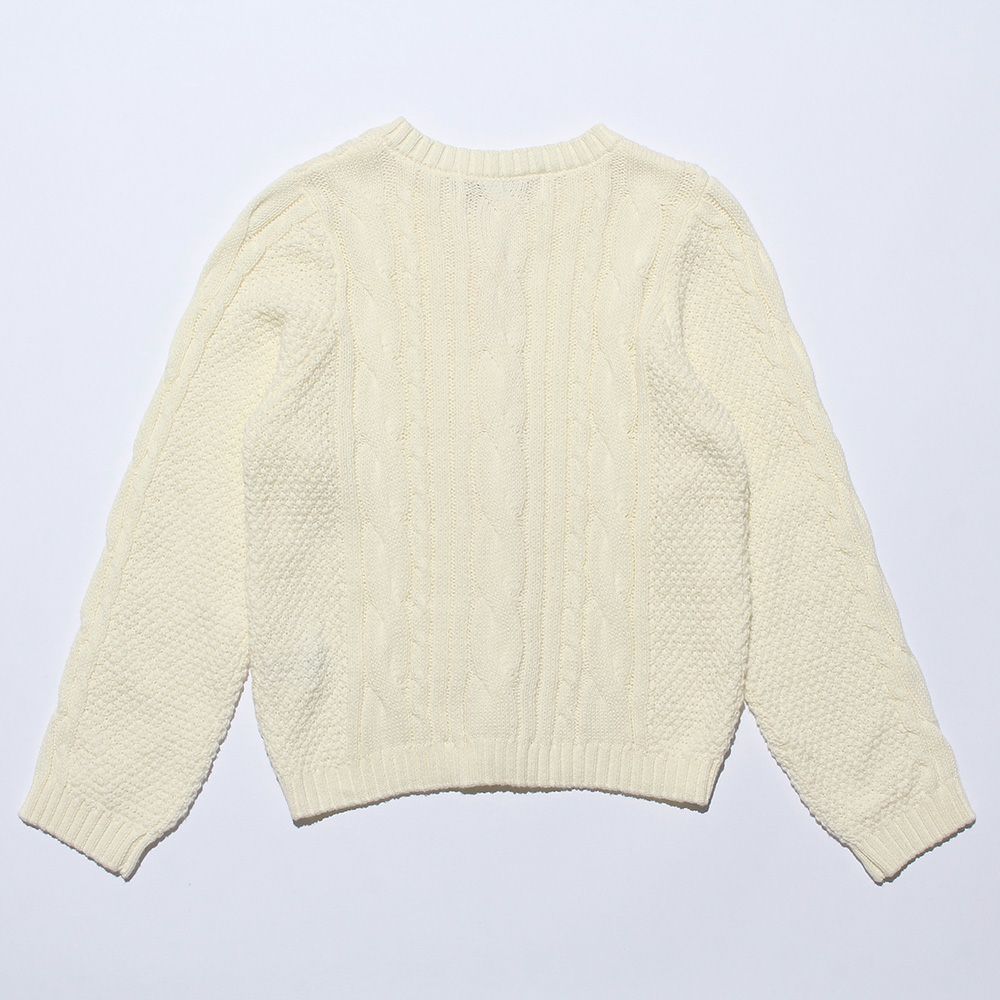 Cable knitting knit cardigan Off White back