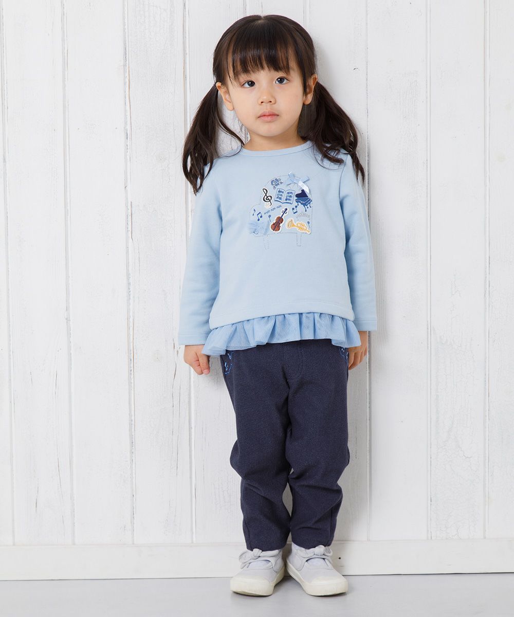 Baby Clothing Girl Baby Sound Sound Embroidery Denim Knit Pants Navy (06) Model Image 4