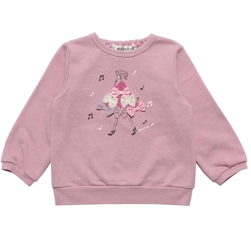 Baby Clothing Girl Baby Size Girl Motif & Ribbon Lleurer Pink (02) Front