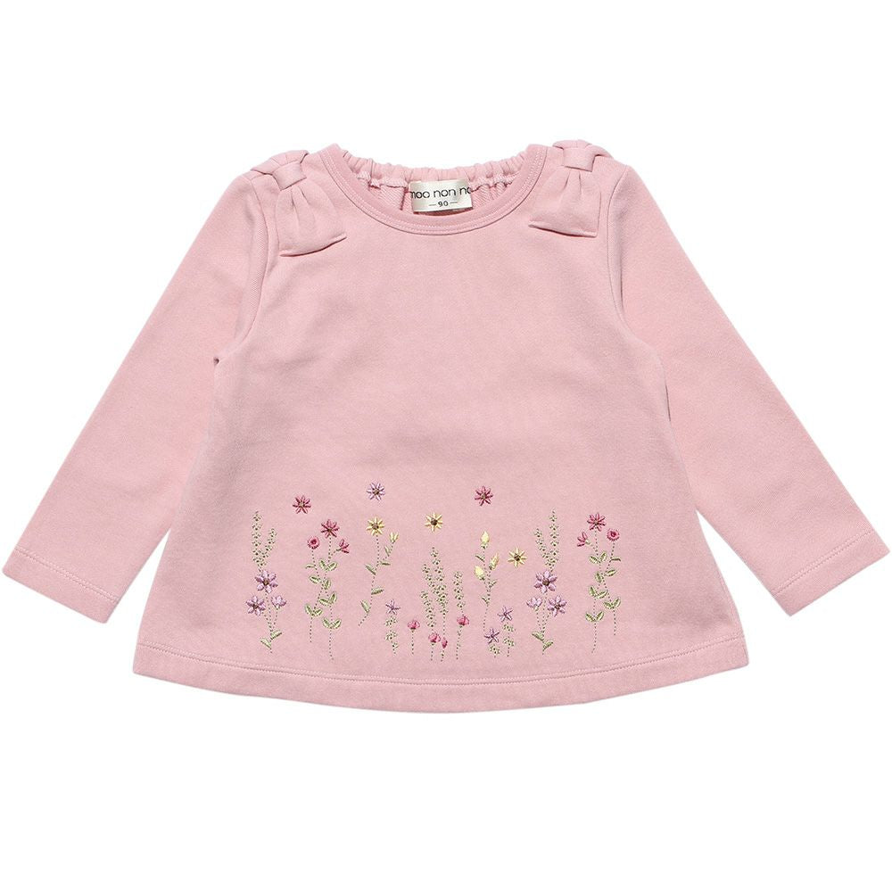 Baby clothes girl baby size flower embroidery A line back trainer Pink (02) front