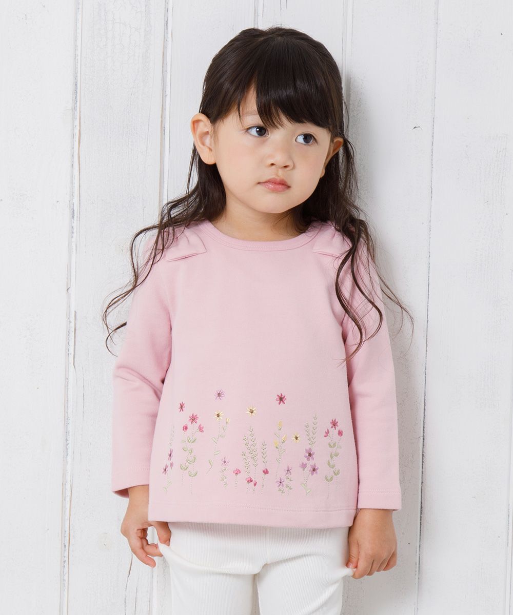 Baby Clothing Girl Baby Size Flower Embroidery A Line Back Trainer Pink (02) Model image Up