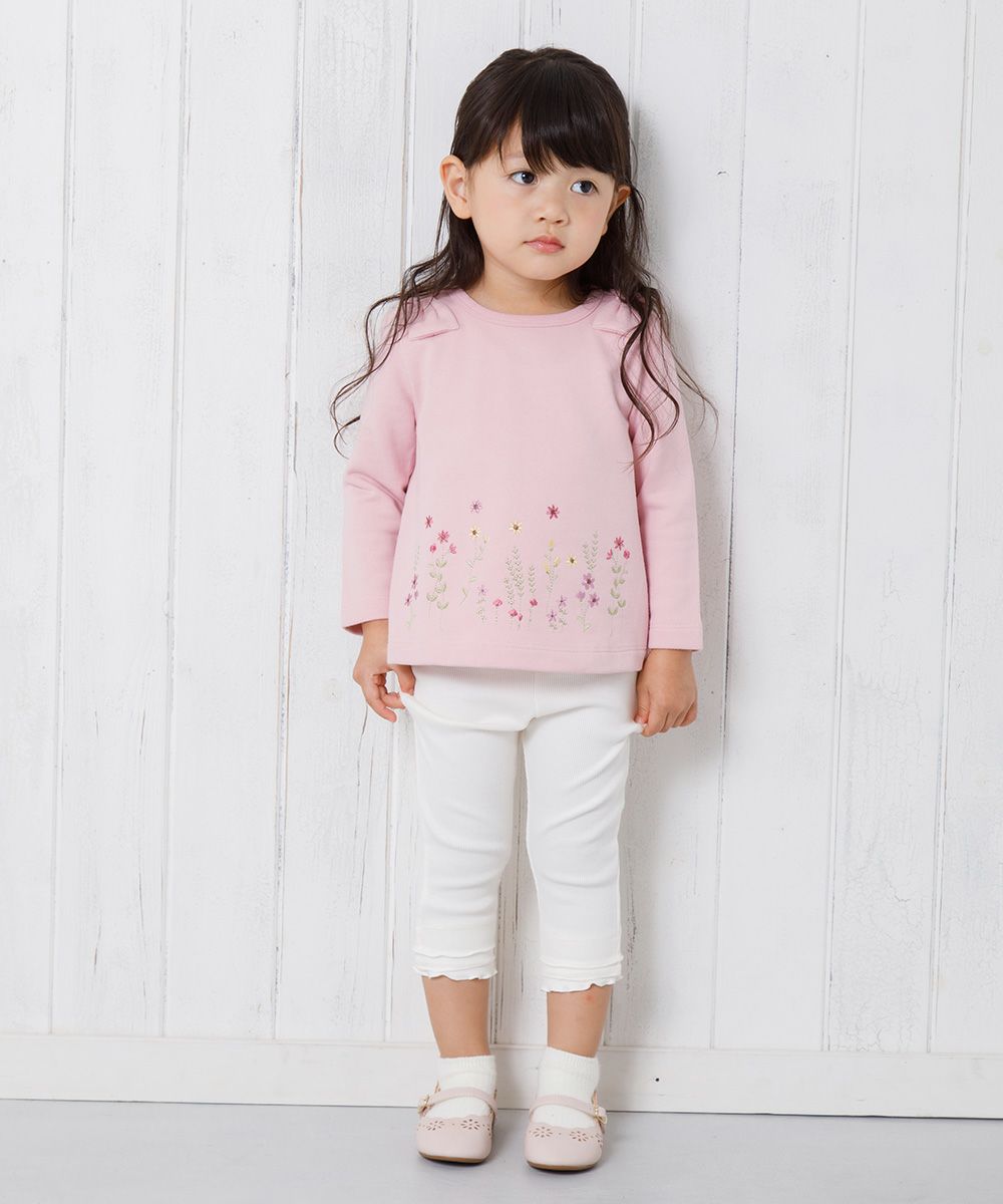 Baby Clothes Girl Baby Size Flower Embroidery A Line Back Trainer Pink (02) Model Image General Body