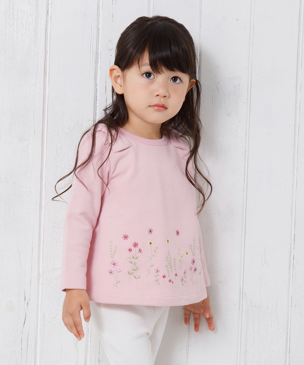 Baby Clothing Girl Baby Size Flower Embroidery A Line Back Trainer Pink (02) Model Image 1