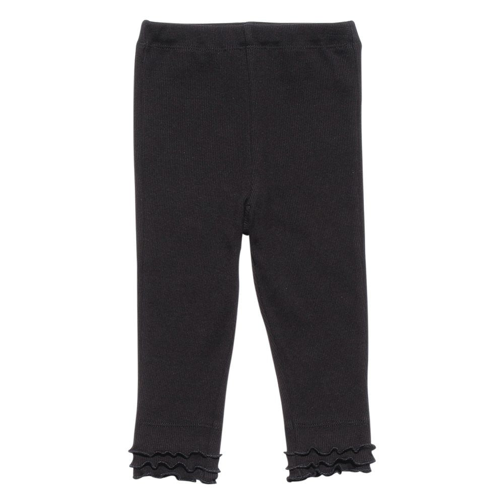 Baby Clothing Girl Baby Size Hem Frill Design three-quarter length Leggings Black (00) front