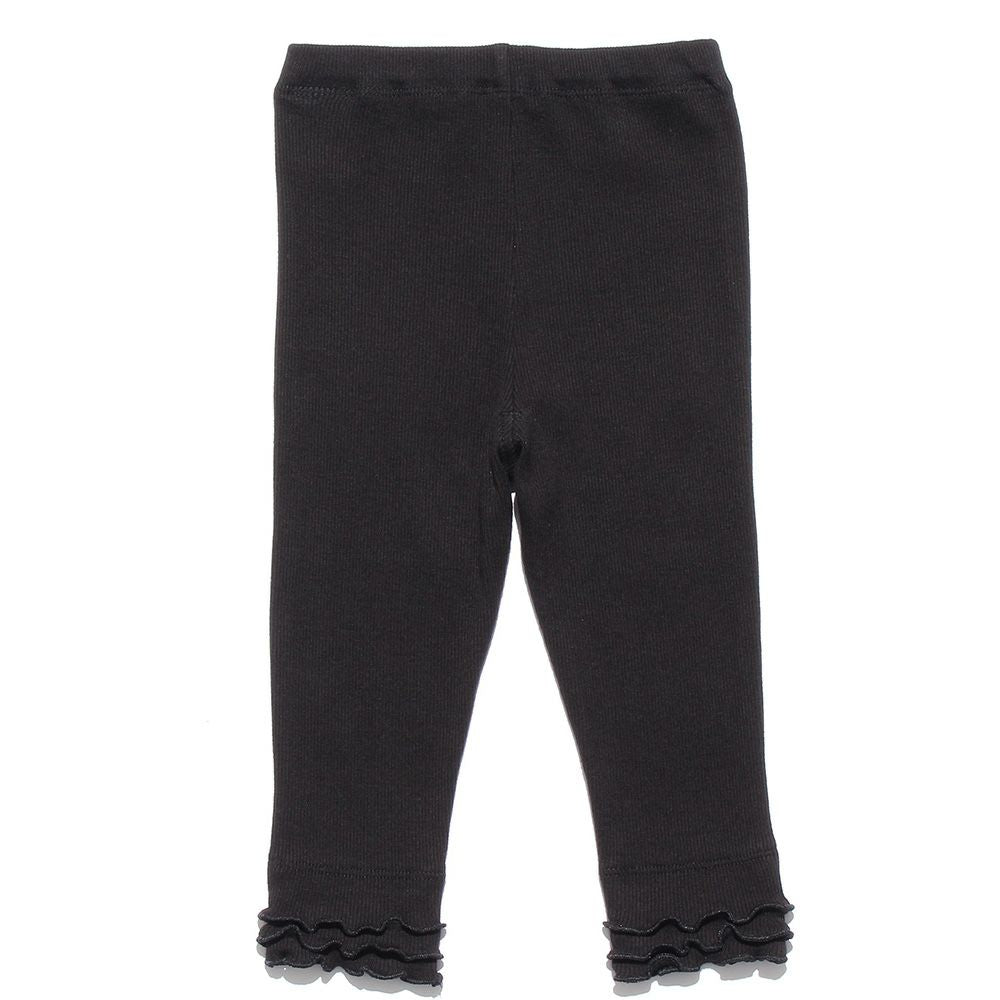 Baby Clothing Girl Baby Size Hem Frill Design three-quarter length Leggings Black (00) back