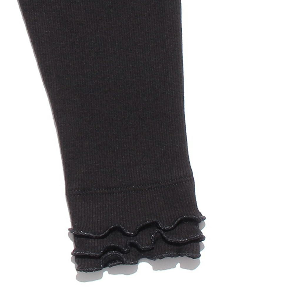 Baby Clothing Girl Baby Size Hem Frill Design three-quarter length Leggings Black (00) Design Point 1
