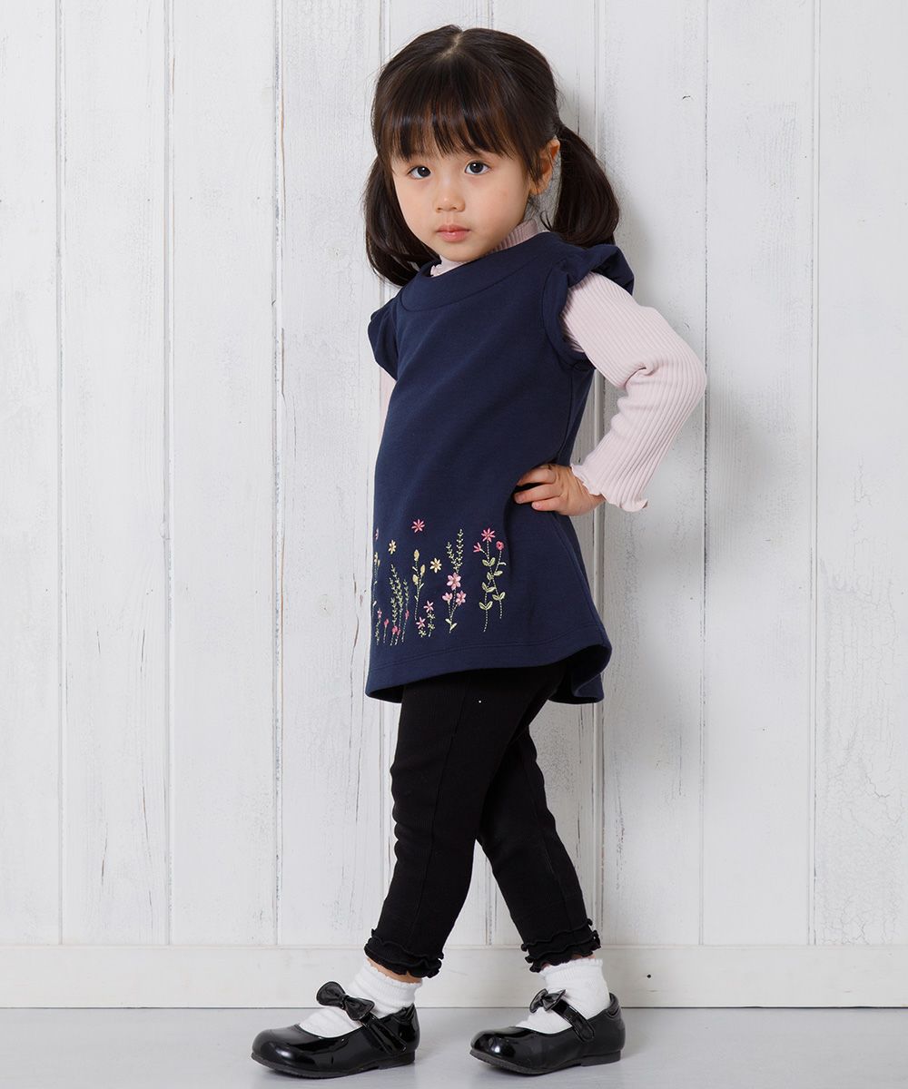 Baby Clothing Girl Baby Size Hem Frill Design three-quarter length Leggings Black (00) Model image Up
