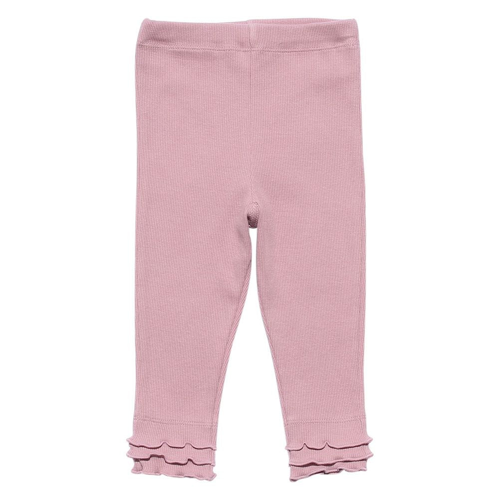 Baby Clothing Girl Baby Size Hem Frill Design three-quarter length Leggings Pink (02) Front