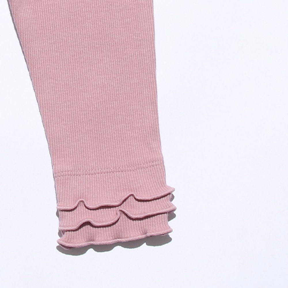 Baby Clothing Girl Baby Size Hem Frill Design three-quarter length Leggings Pink (02) Design Point 1