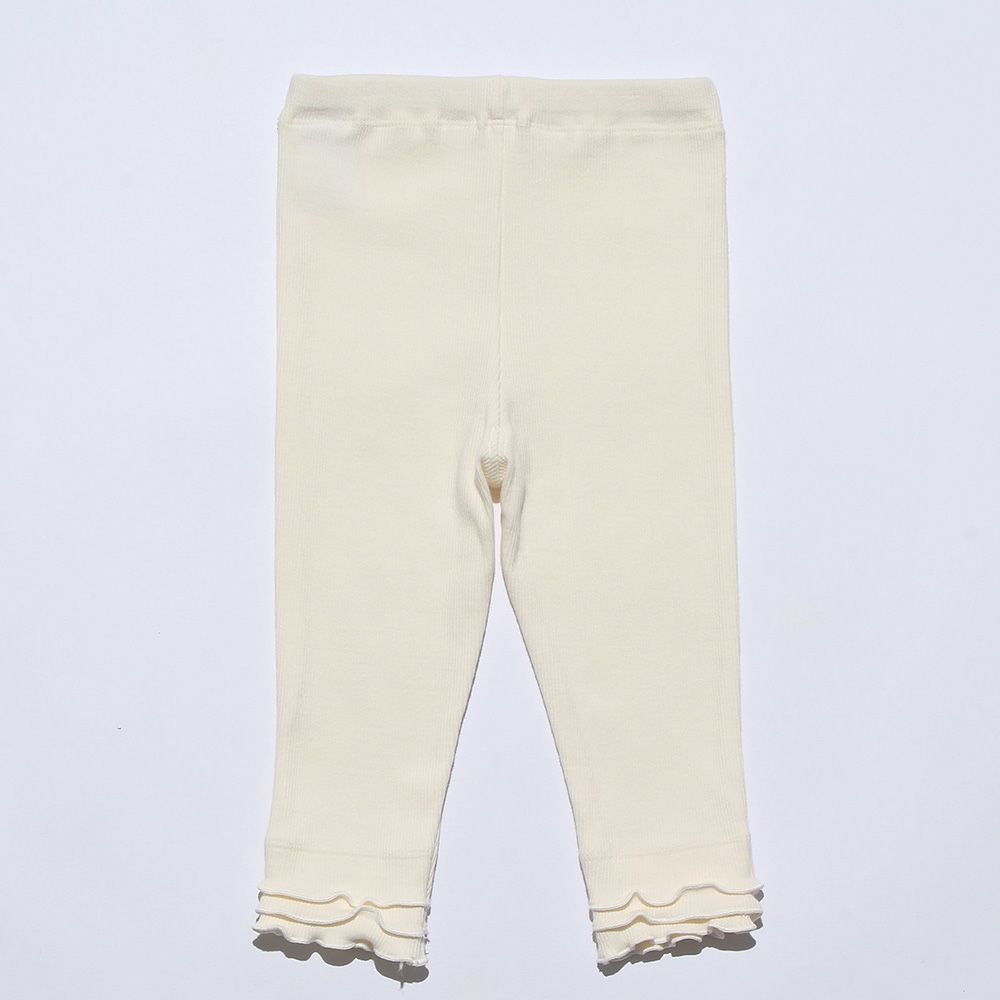 Baby Clothing Girl Baby Size Hem Frill Design three-quarter length Leggings Ivory (12) The back