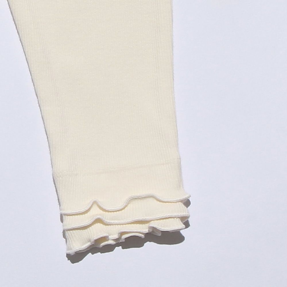 Baby Clothing Girl Baby Size Hem Frill Design three-quarter length Leggings Ivory (12) Design Point 1
