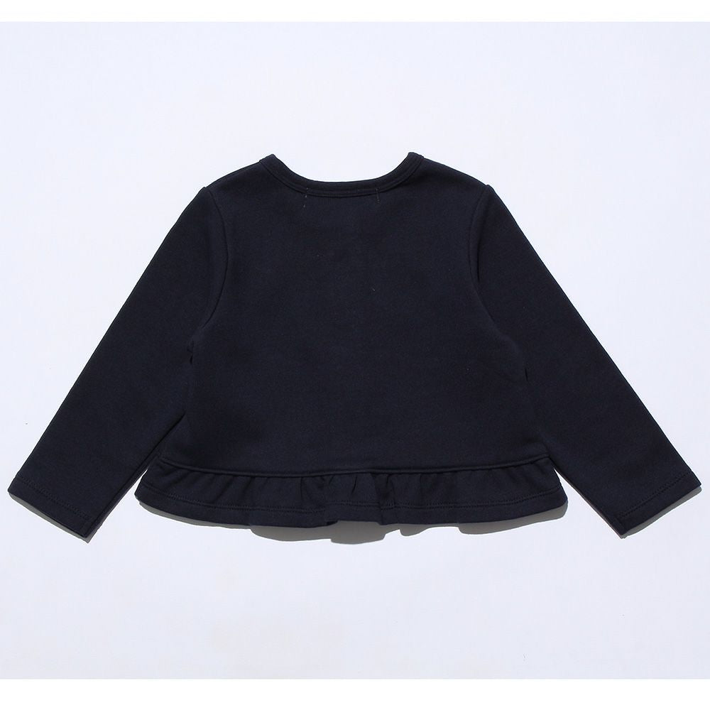 Baby size note embroidery fleece cardigan Navy back