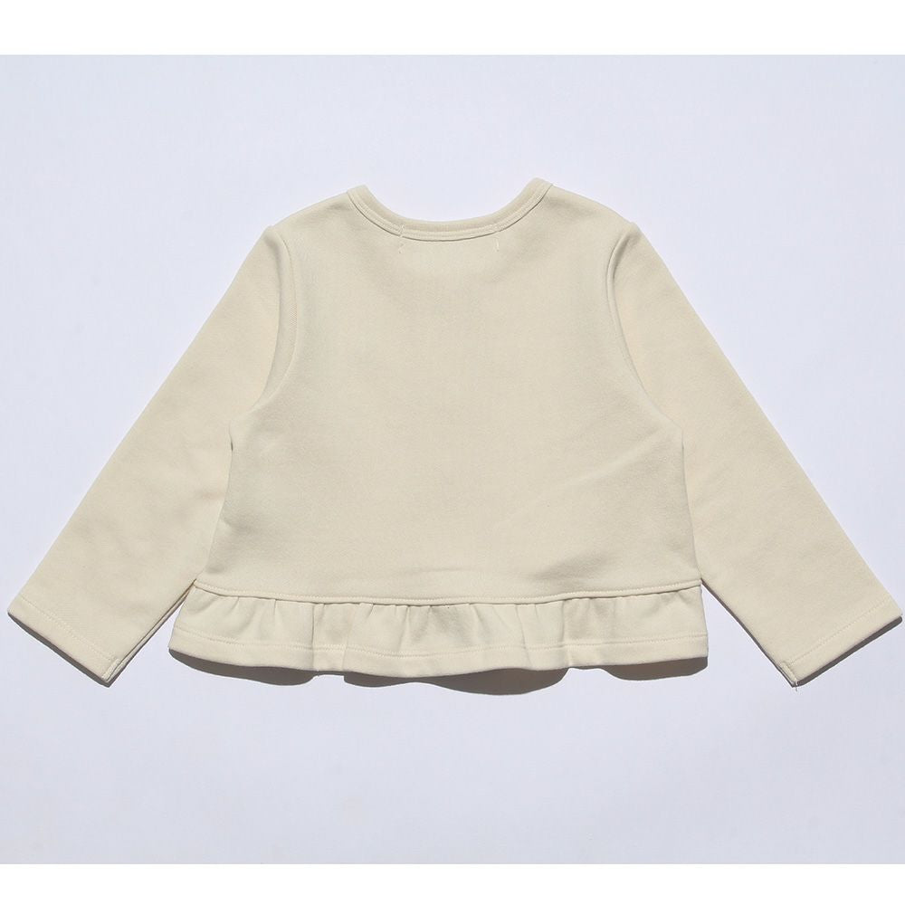 Baby size note embroidery fleece cardigan Ivory back