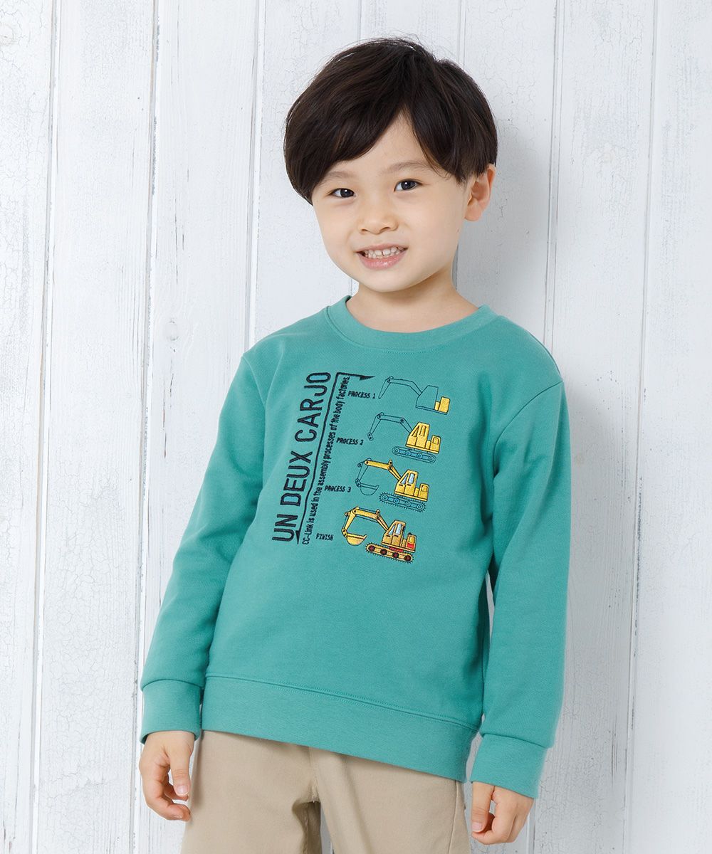 Children's clothing Boy Boys Shovel Car & Logo Embroidery Ride Series Fleet Green (08) Model image Up