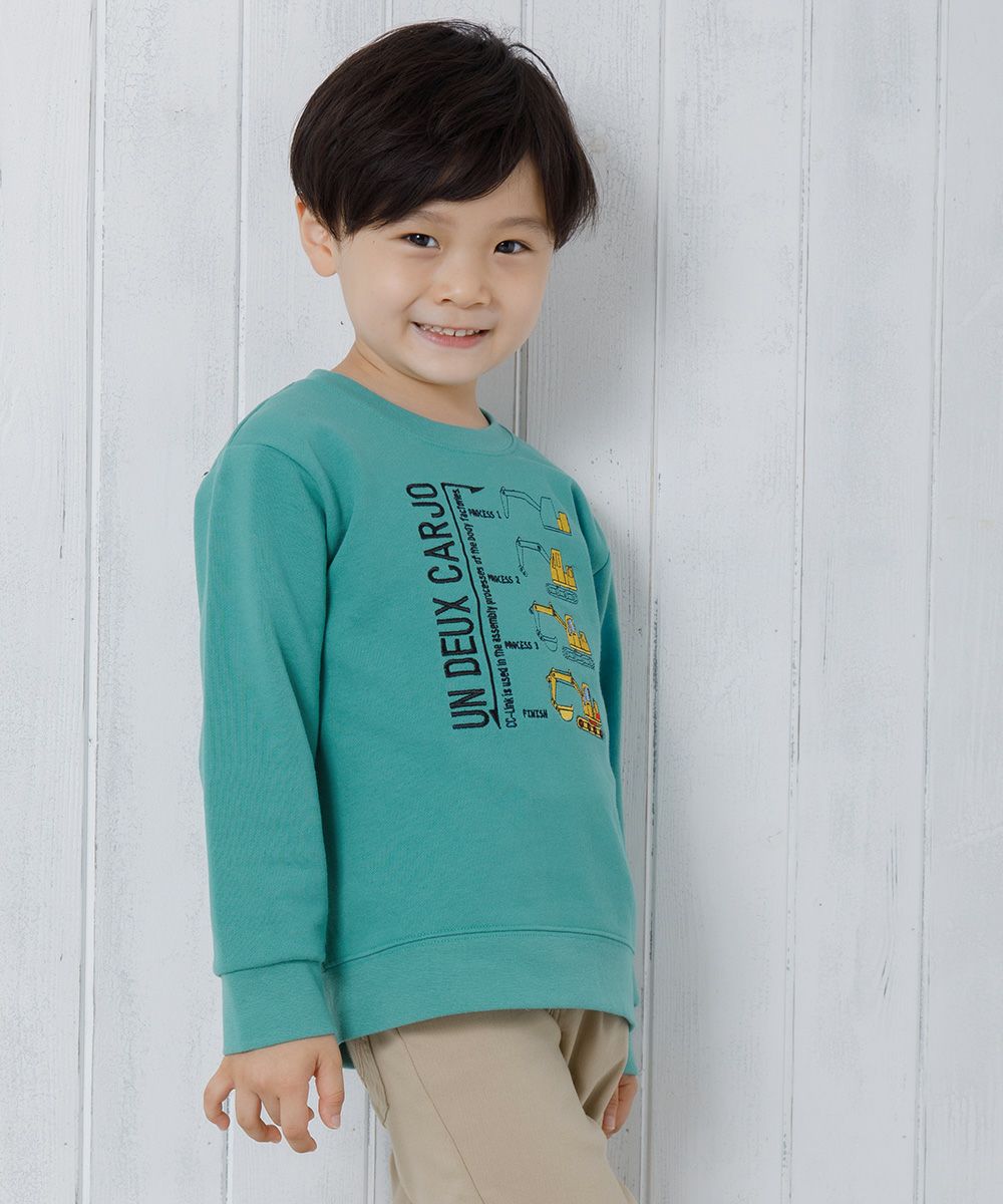 Children's clothing boy shovel car & logo embroidery vehicle series back hair green (08) model image 1