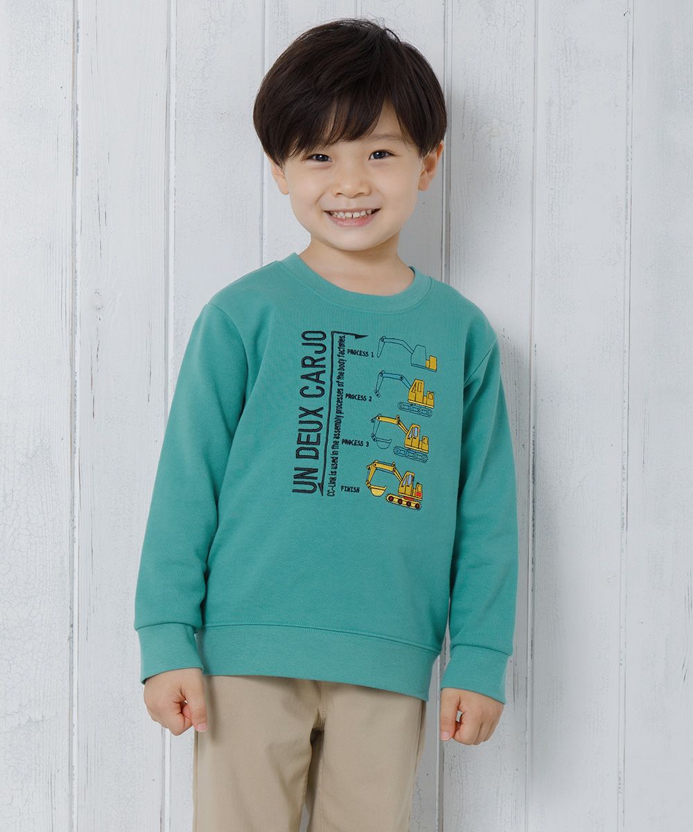 Children's clothing boy shovel car & logo embroidery vehicle series back hair green (08) model image 2