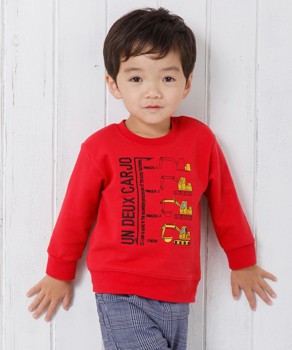 Baby Clothes Boy Baby Baby Size Shovel Car & Logo Embroidery Vehicle Series Fleet Trainer Red (03) Model Image Up