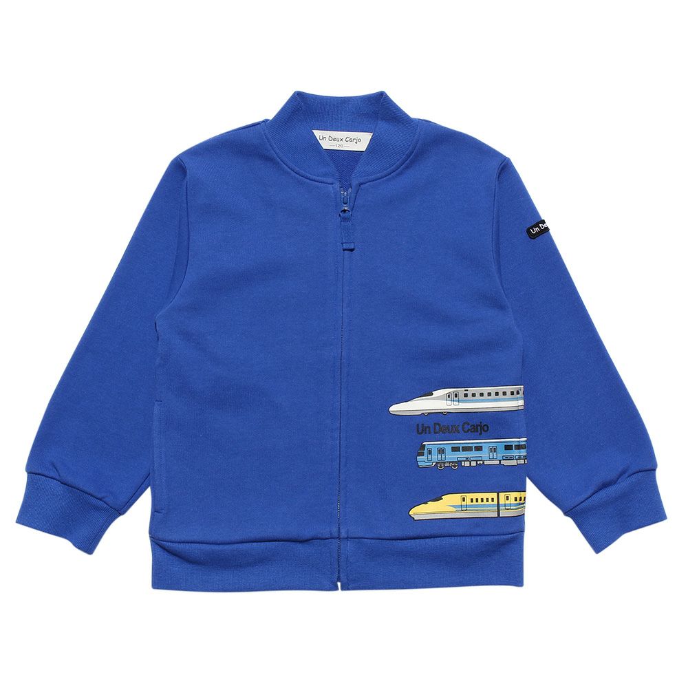 Children's clothing Boys Train Print Vehicle Series Hair Zip Up Jacket Blue (61) Front