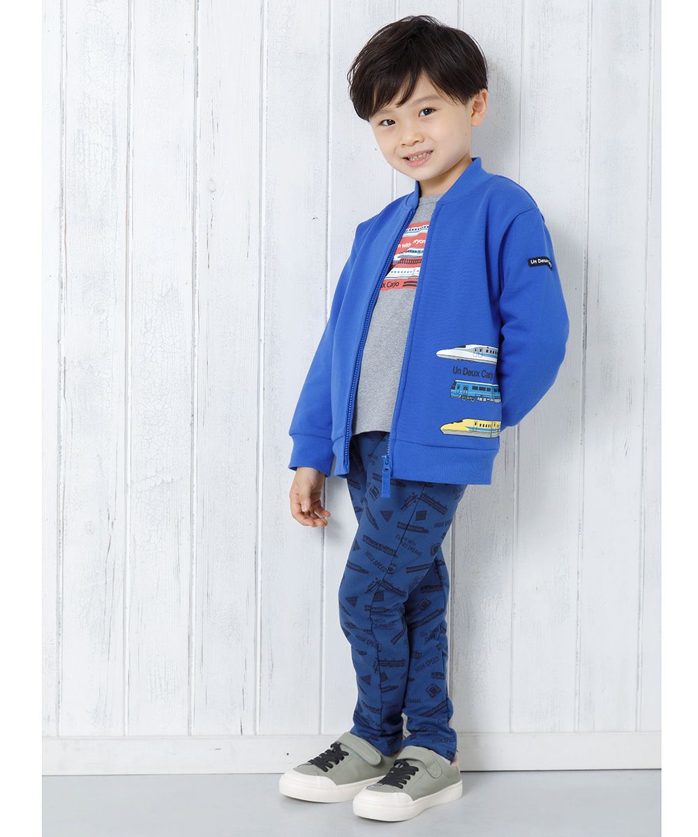 Children's clothing Boys Train Print Vehicle Series Hair Zip Up Jacket Blue (61) Model Image General Body