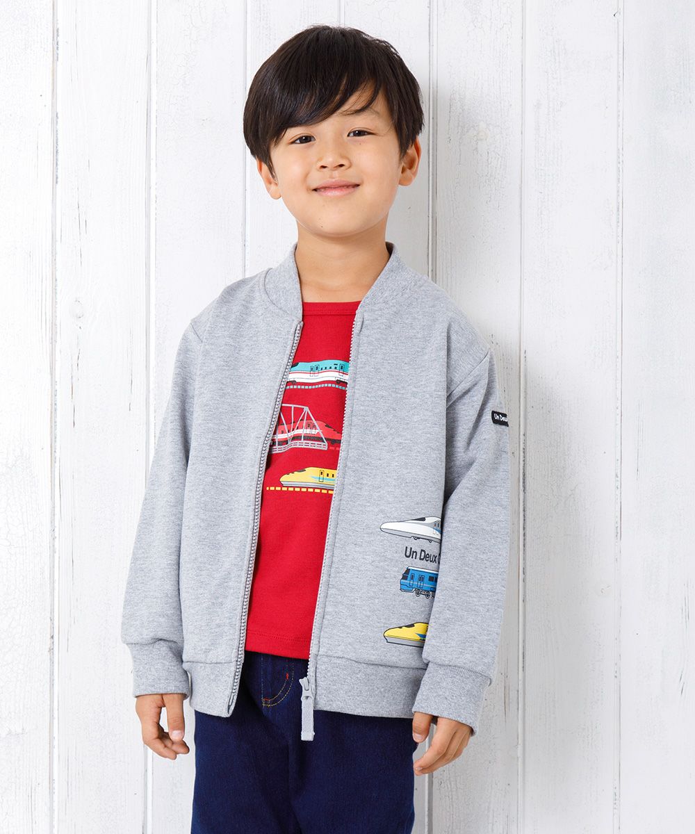 Children's clothing Boys Train Print Vehicle Series Hair Zip Up Jacket Model Image 1