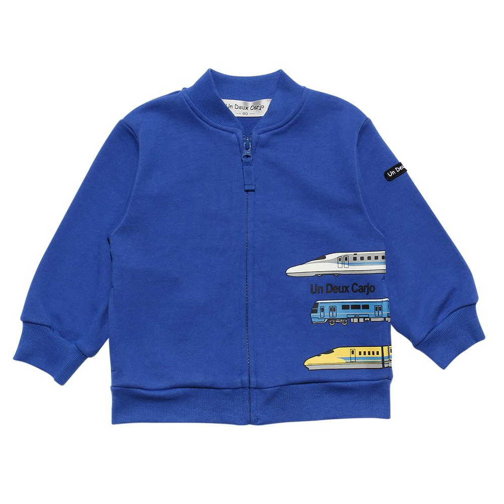 Baby Clothes Boy Baby Size Train Print Vehicle Series Fleet Zip Up Jacket Blue (61) Front