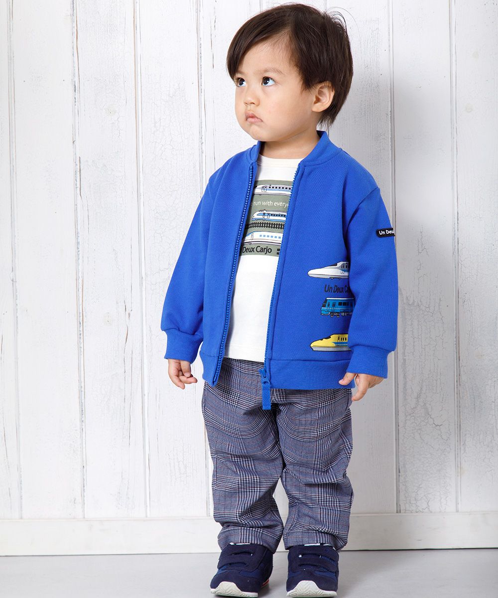 Baby Clothes Boy Baby Baby Size Train Print Vehicle Series Fleet Zip Up Jacket Blue (61) Model Image General Body
