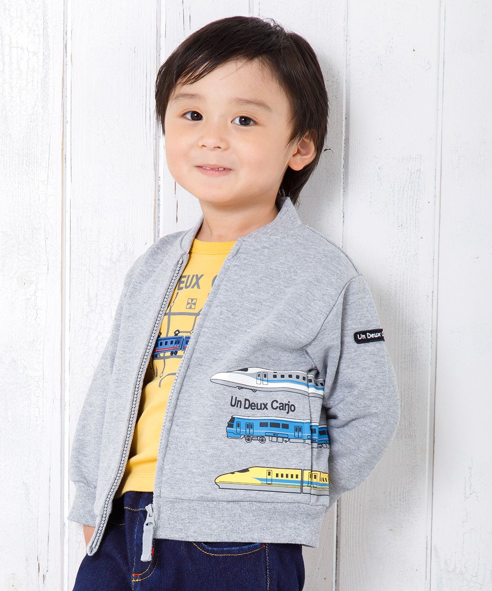Baby Clothes Boy Baby Size Baby Train Print Vehicle Series Fleet Zip Up Jacket Horam Glay (92) Model image Up
