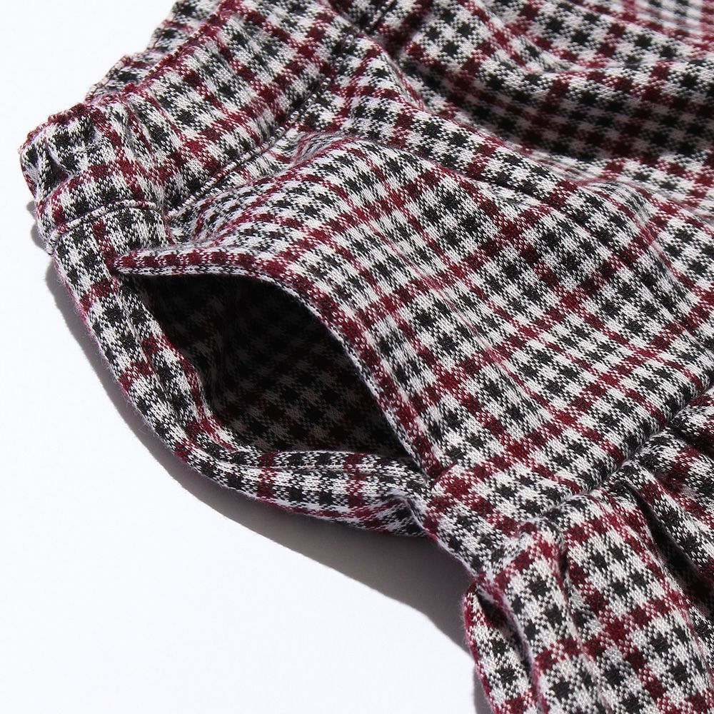 Check pattern jacquard knit culottation pants Red Design point 1