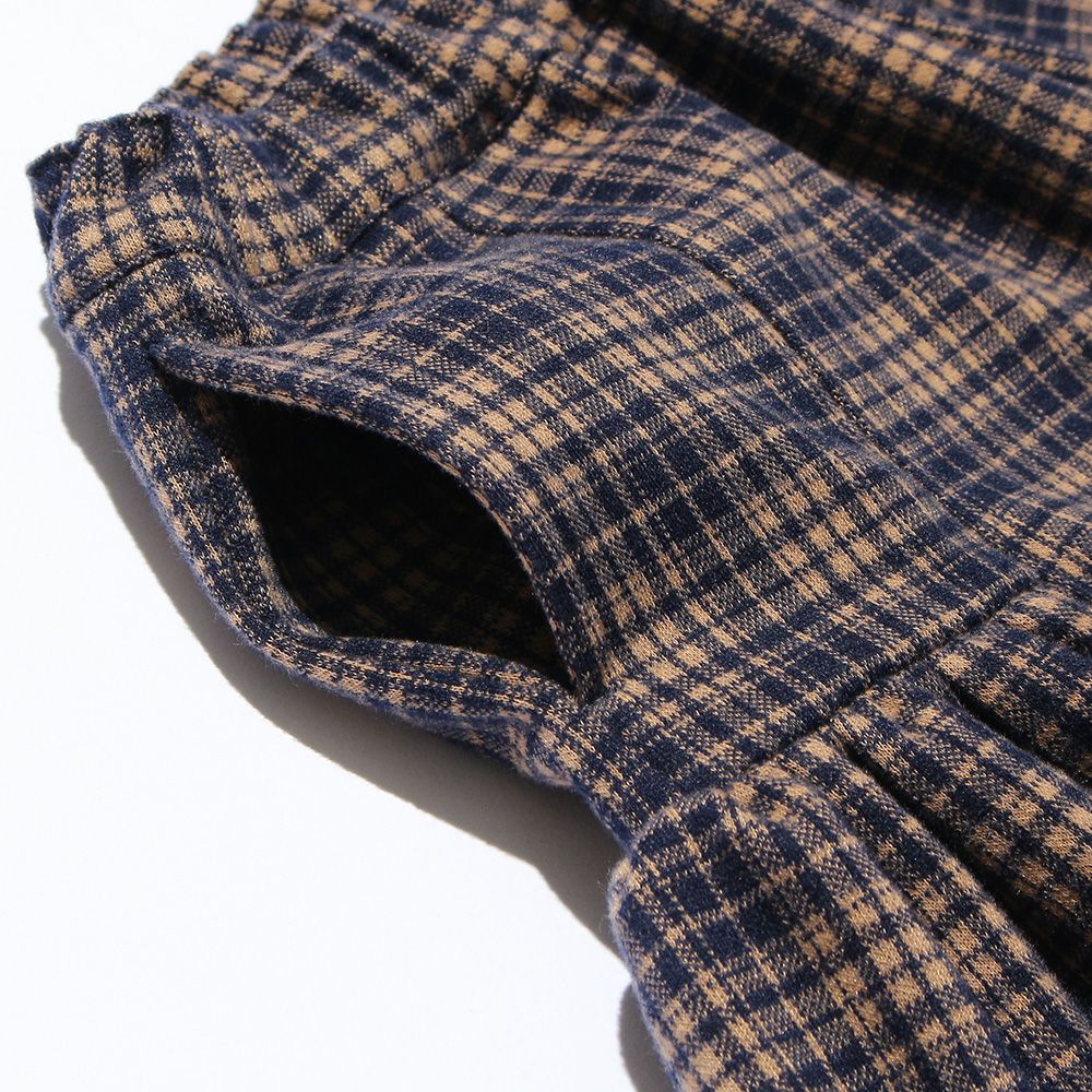 Jacquard knit check pattern culotto pants Navy Design point 1