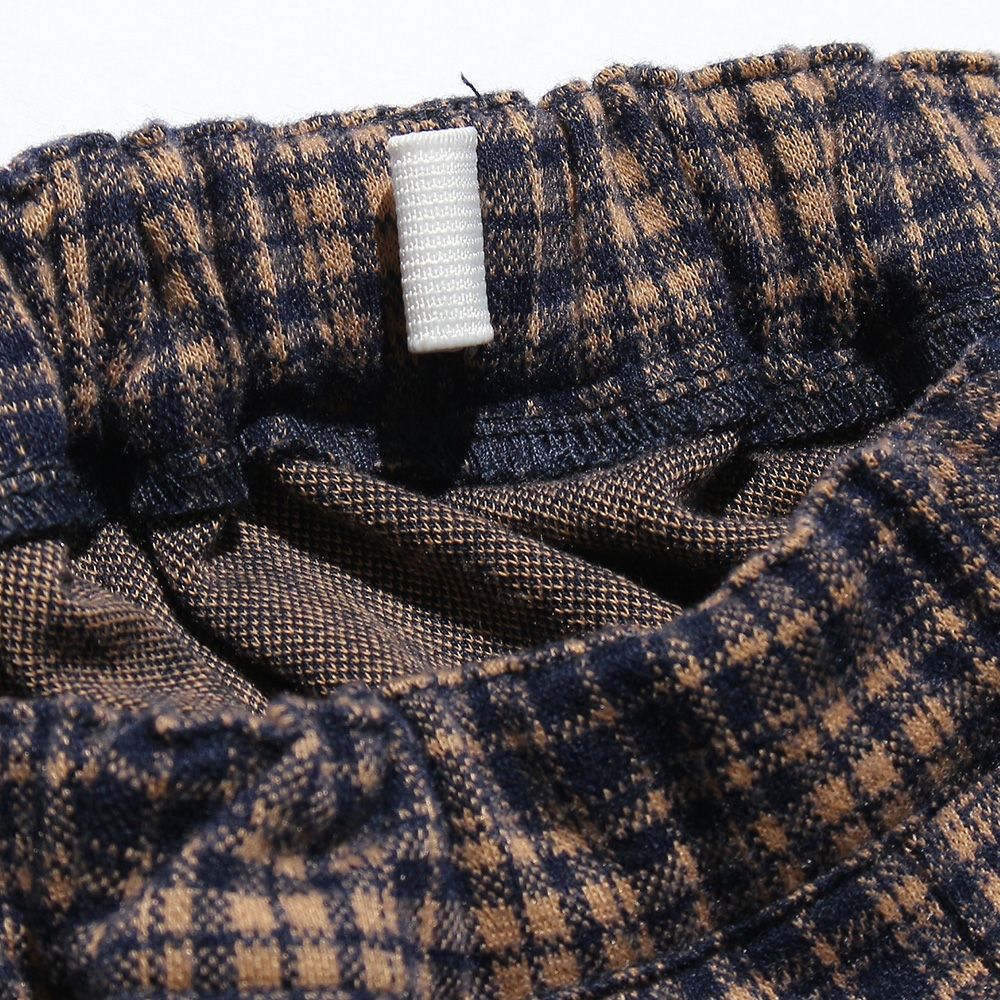 Jacquard knit check pattern culotto pants Navy Design point 2