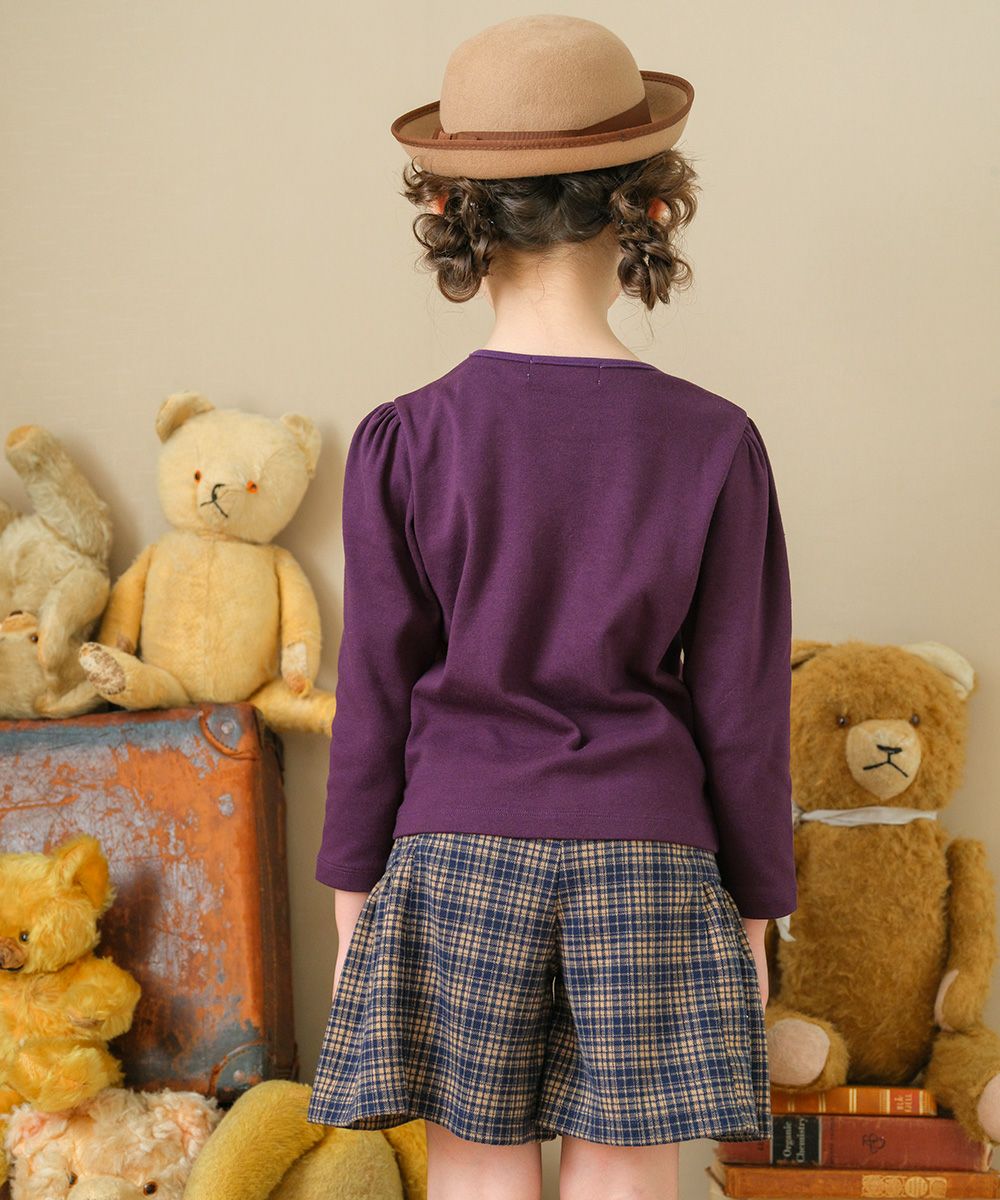 Jacquard knit check pattern culotto pants Navy model image 1