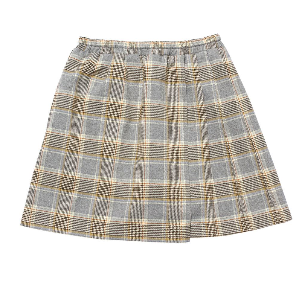 Check pattern wrap skirt Gray front