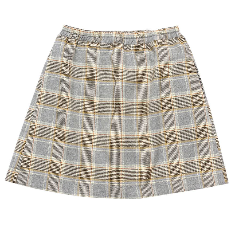 Check pattern wrap skirt Gray back