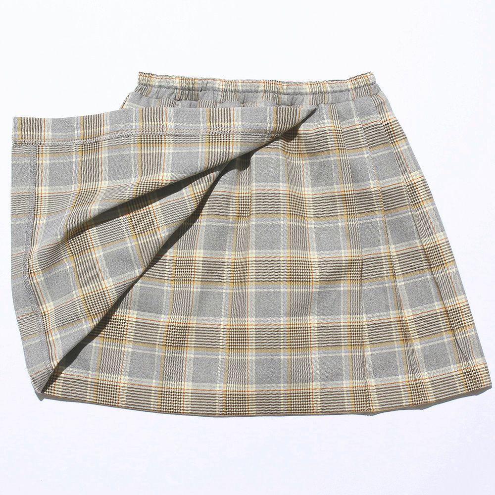 Check pattern wrap skirt Gray Design point 1
