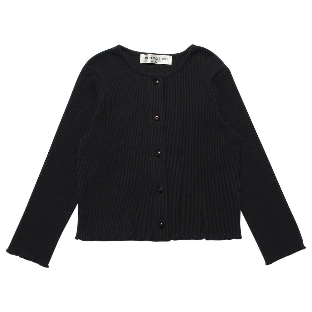 Baby clothes girl back ribbon Live knit cardigan black (00) front