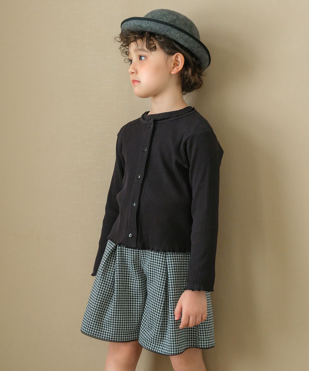 Baby Clothing Girl Back Ribbon Live Knit Cardigan Black (00) Model Image Up