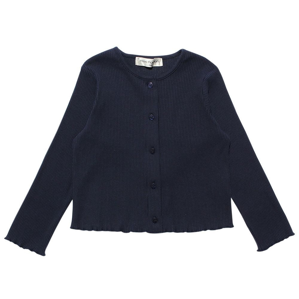 Baby clothes girl back ribbon Live knit cardigan navy (06) front
