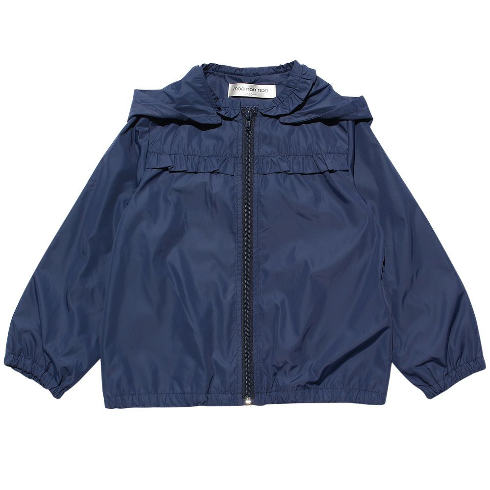 Essther zip -up parka jacket with frills and hood Navy front
